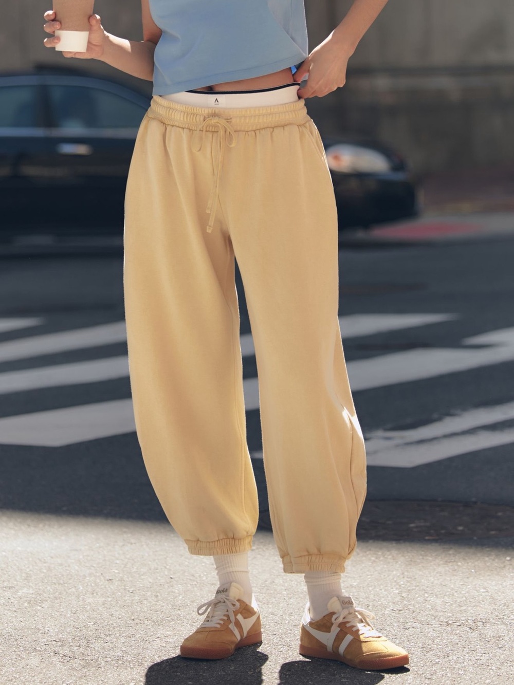 Daily Practice by Anthropologie Light Yellow Drawstring Joggers M